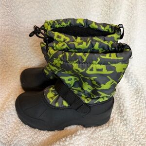 Kids' Black and Green Winter Boots